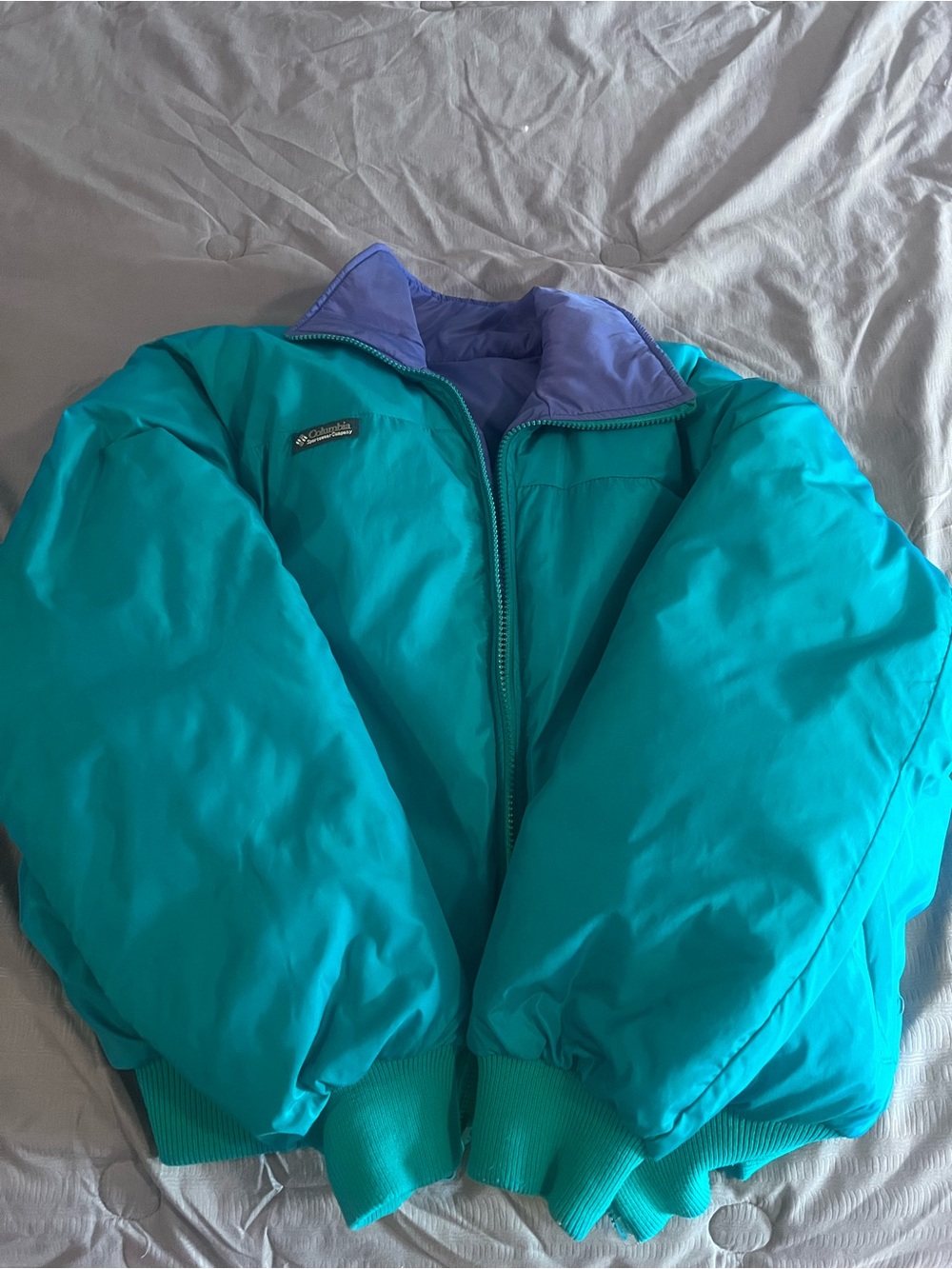 Columbia Teal/Purple Puffer Bomber Ski Jacket